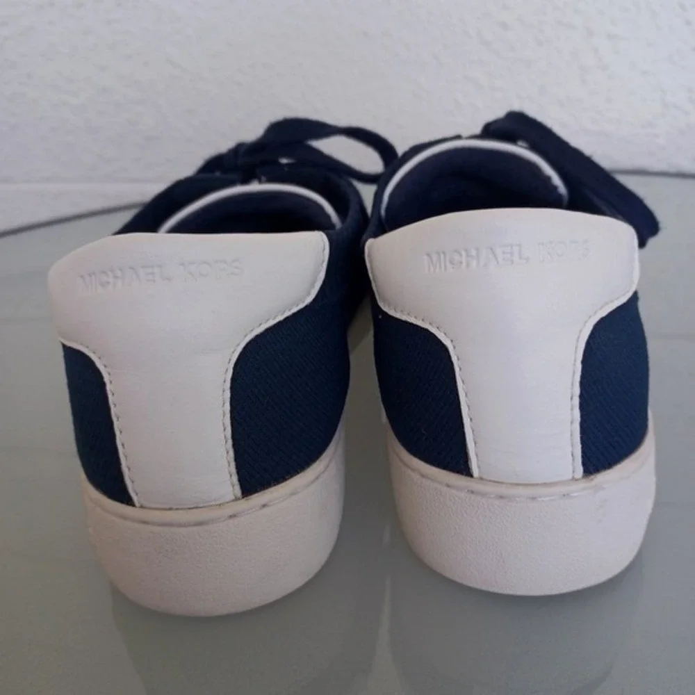 Michael Kors Skyler Navy Blue Knit Lace Up Sneakers Womens Size 9.5M HL17D‎